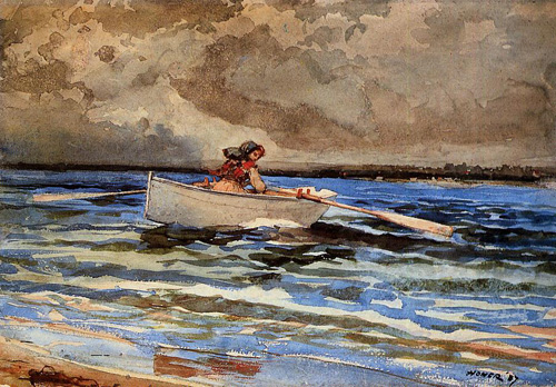 (image for) Handmade oil painting Copy paintings of famous artists Winslow Homers Paintings Rowing at Prout's Neck